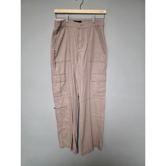 NWT Aeropostale Khaki Utility Cargo Pants Sz Small Women's  Zipper Baggy Street - Picture 1 of 6